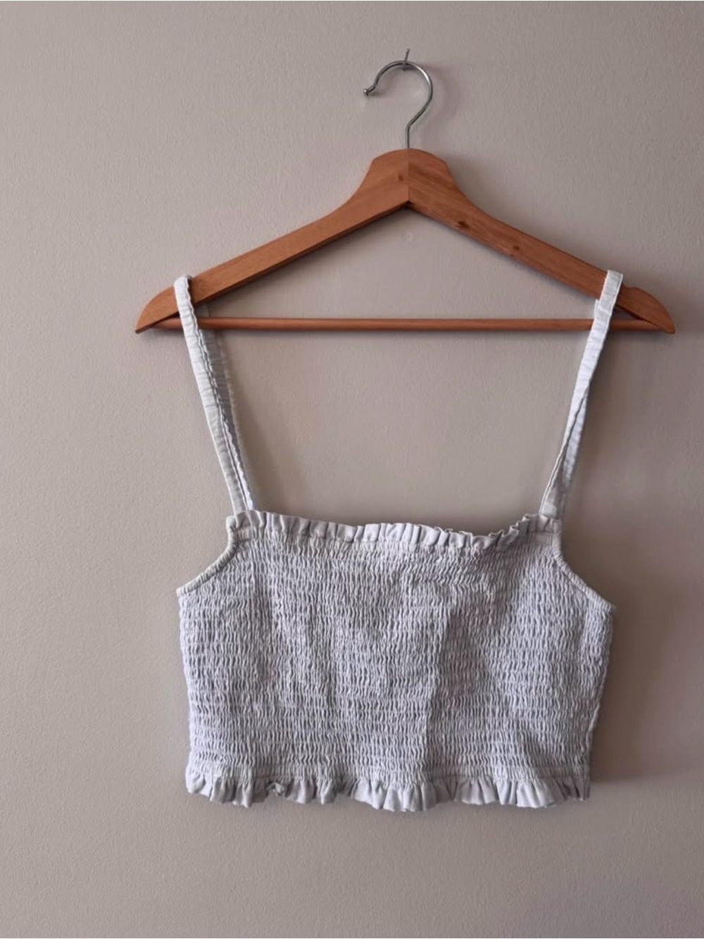 Sunday Best Baby Blue Smocked Ruffle Crop Tank